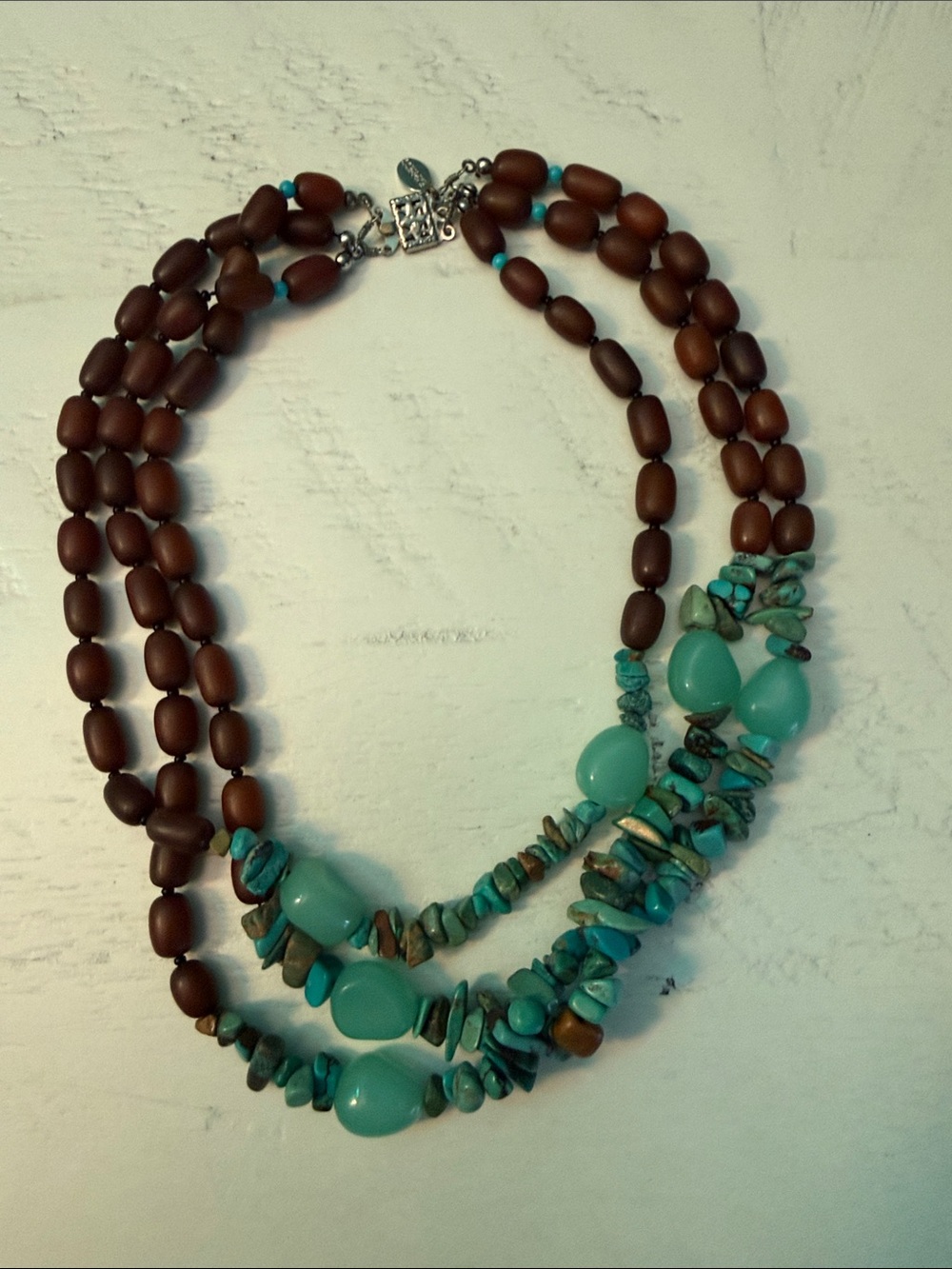 Express Turquoise & Brown Layered Beaded Necklace